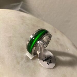 Stainless steel men’s unisex wedding band ring cat eye effect 6.5